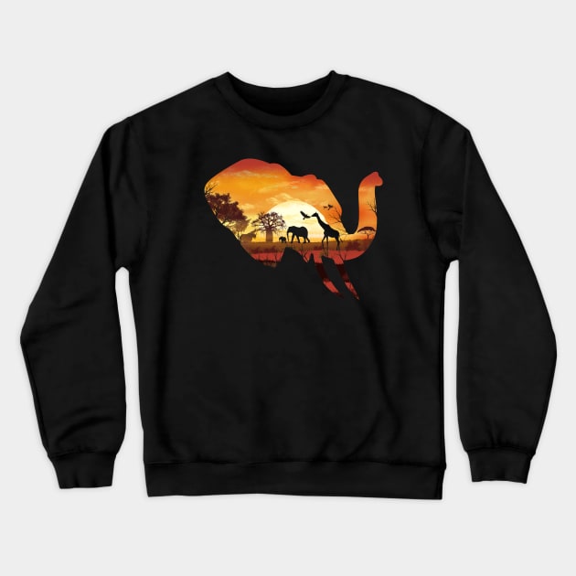 Wild Safari Sunset Crewneck Sweatshirt by DANDINGEROZZ